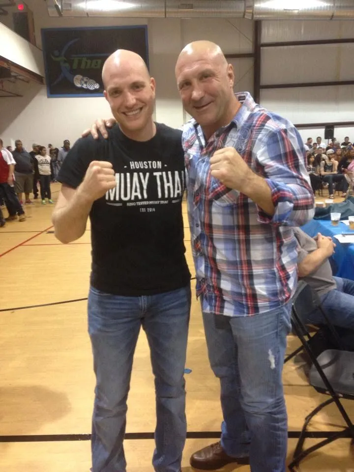 Eitan with kickboxing legend Rick Roufus at a fight event